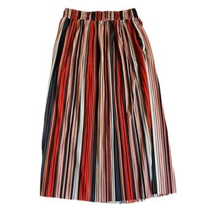 Anna Morgan Striped Pleated Maxi Skirt Womens Large Elastic Waist Casual